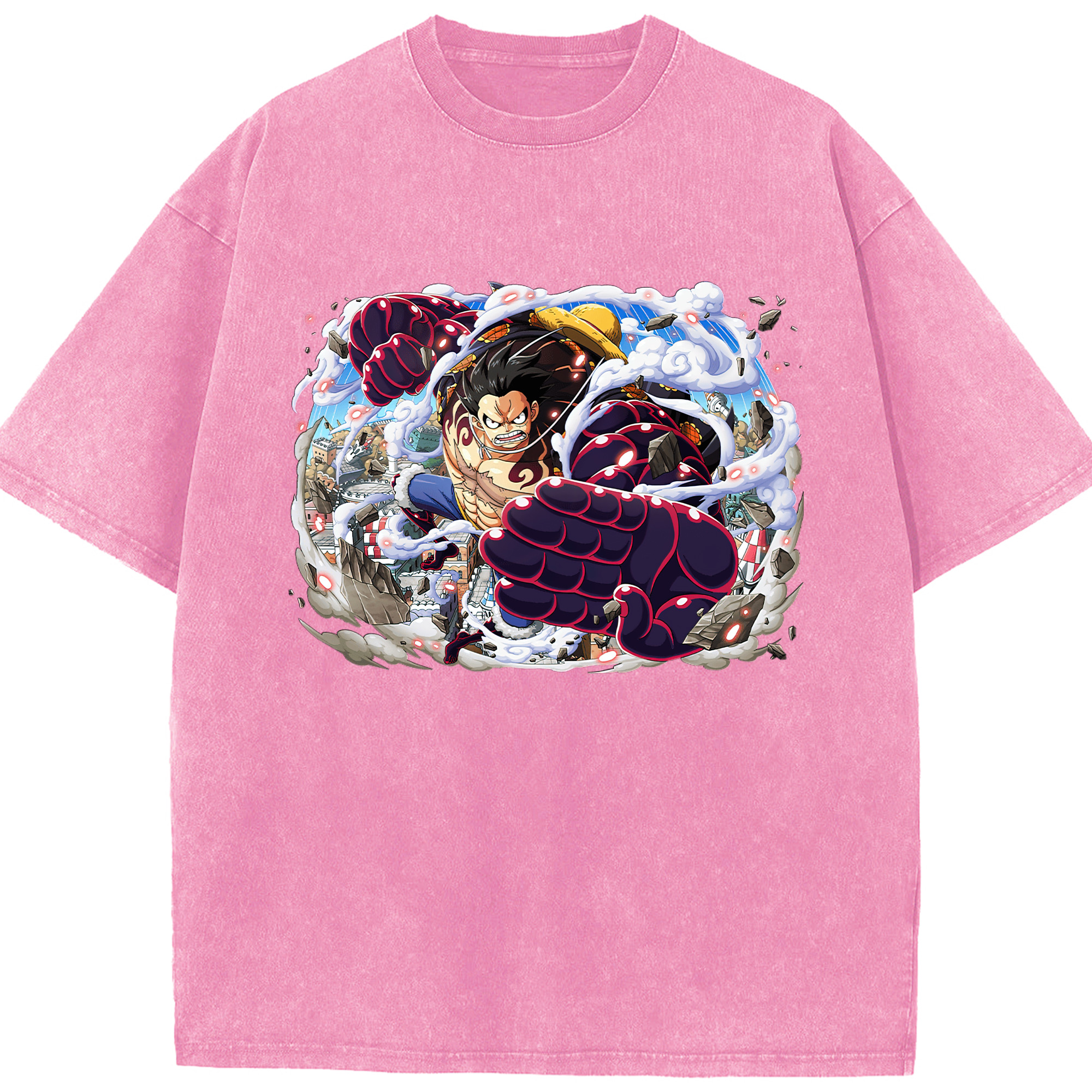 ワンピース モンキー・D・ルフィ ONE PIECE Monkey D. Luffy 綿100% ヴィンテージ風 半袖Tシャツ（フロントプリント）